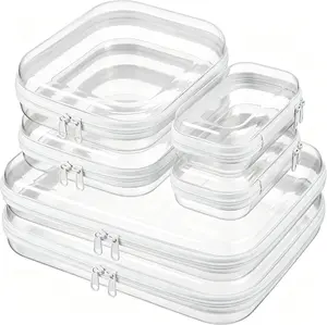 6 Pcs Clear Hard Shell Zipper Case – Clear Makeup Bag Set 2S/2M/2L, See-Through Hard Plastic Organizer Pouches with Double Zipper, Crush-Resistant Travel Toiletry Bag for Cosmetics,Toys
