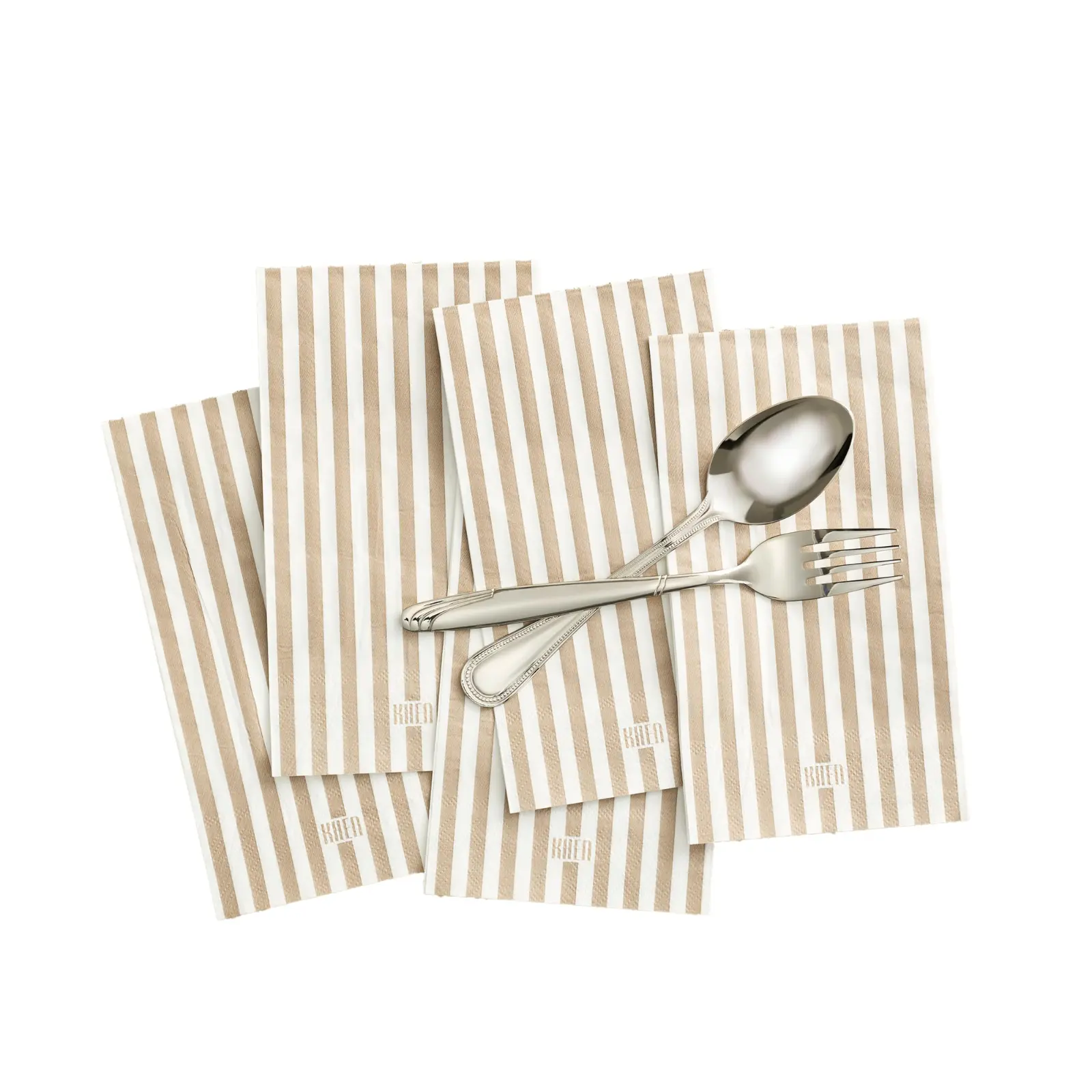 Khen 100-Count Luxury Disposable Napkins, European Stripes Design – 2-Ply Tableware, Linen-Feel Paper Guest Towels Elegant Soft & Absorbent Hand Towel, Party Napkin Placemats, 15.75"x13" - Silver Grey