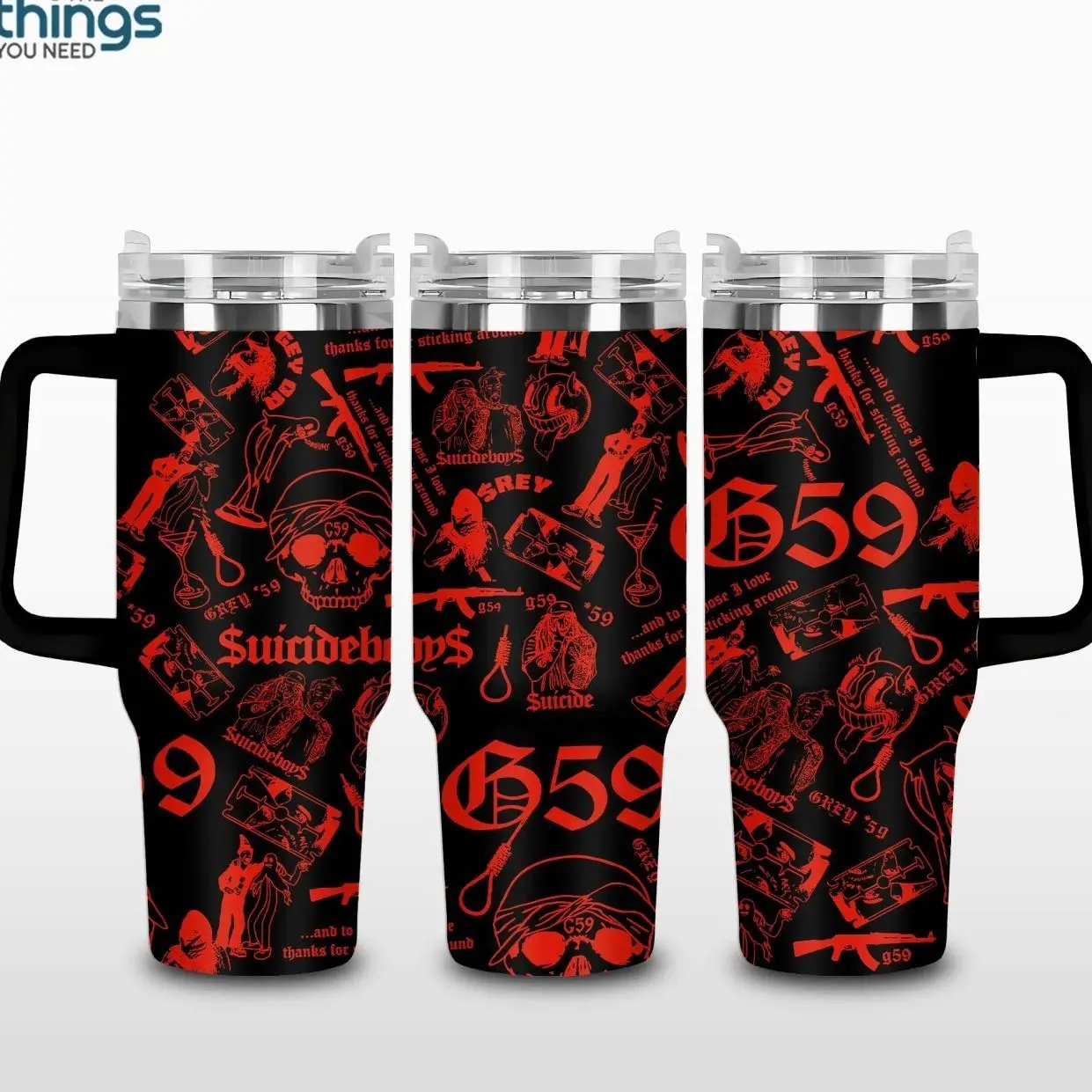 [MADE IN US] Vacuum Insulated Tumbler $uicideboy$ Red G59 with Lid and Straw - Stainless Steel Travel Coffee Mug Double Wall Hot & Cold Drink Cup Leakproof Portable