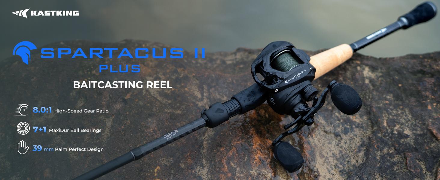 KastKing Spartacus II Plus Spinning & Casting Rod, IM6 Graphite Blank, Twin-Tip 2-Piece, Zirconium Guides, No-Slip Grip SummerVibes