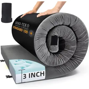 3 Inch CertiPUR- Memory  Camping Mattress Pad,  Roll up Sleeping Pad, Thick Floor Sleeping Mats for Tent with Removable Travel Bag
