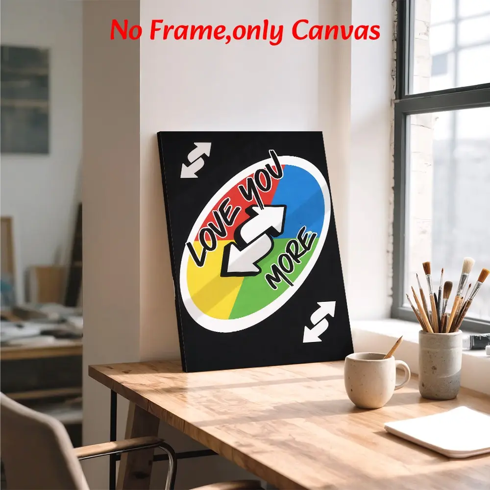 Fun Couple Wall Art, Love You More Uno Reverse Art Poster, Playful Game Printing, Vibrant Print, Unframed Painting, Modern Home Decor, Multicolor and Canvas Decor, Illustrations, Artistic, Perfect Gift, Aesthetic Wall Decor