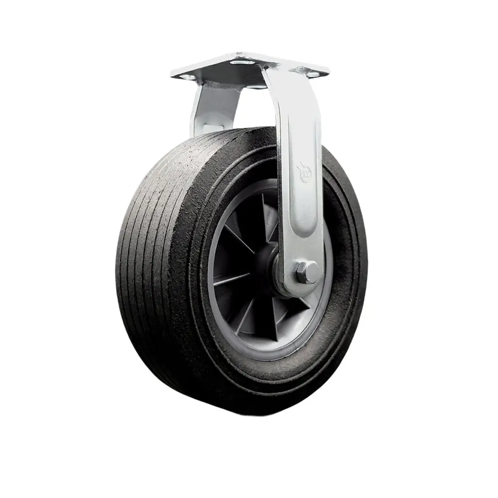 Service Caster SMOK-SCC-100R1030-SNB BBQ Smoker Grill Flat Free All Terrain Rigid Caster - 10 in. Easy Rolling, Maintenance Free Solid Rubber Wheel - No Flat Industrial Grade Caster Wheel