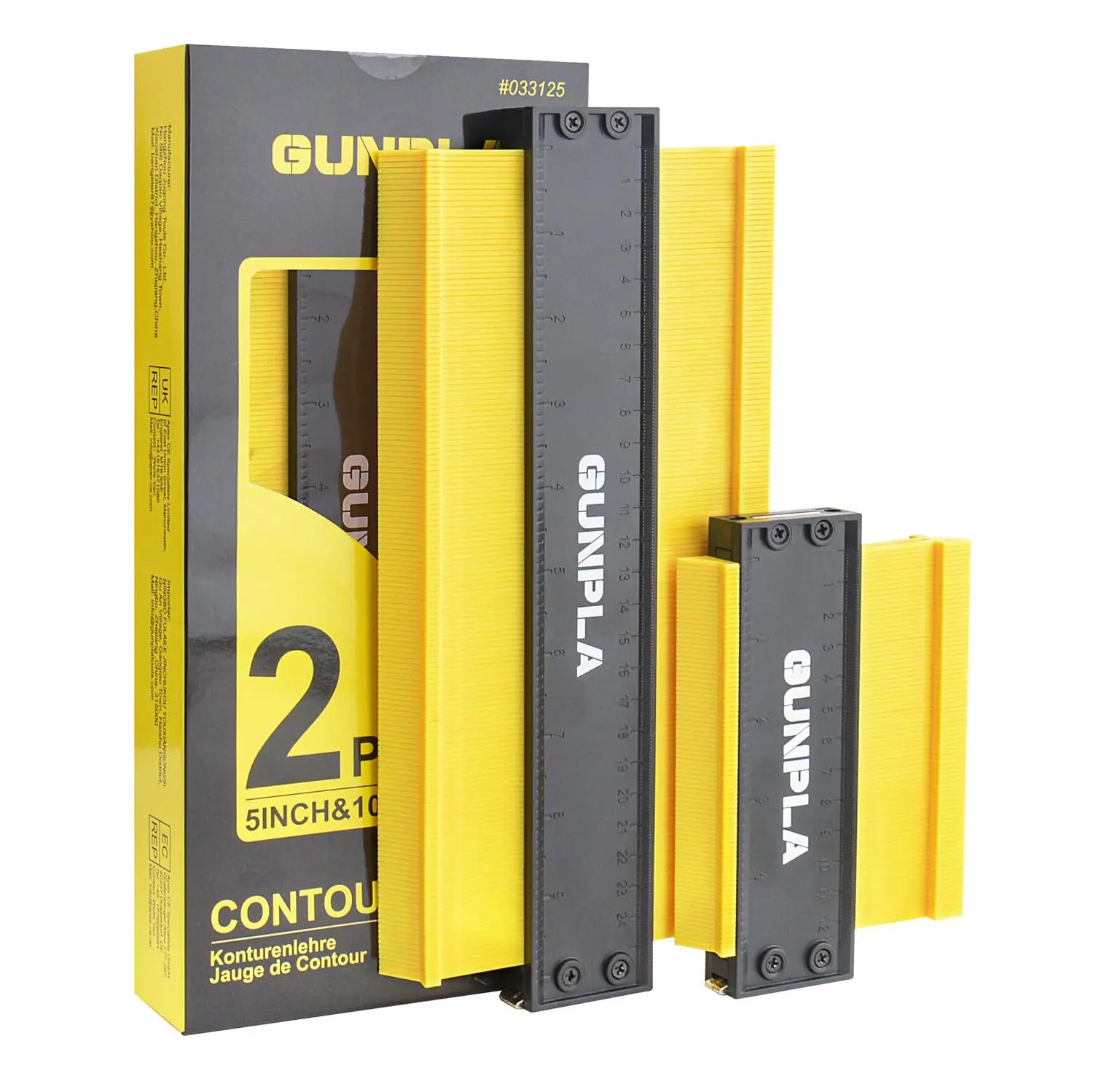 Gunpla 2-Piece Adjustable Contour Gauge Set (10in + 5in) - Professional Profile Duplicator with Metal Lock, Heavy-Duty ABS Hand Tool for Construction, Handyman Tasks, Bending, Reproduce Accurate Shapes