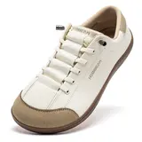 HOBIBEAR Women's Leather Barefoot Shoes - 0-Drop Flexible Sole, Wide Toe Box Minimalist Barefoot Sneakers, All Seasons Fashionable Casual Trainers for Walking & Athletic Use