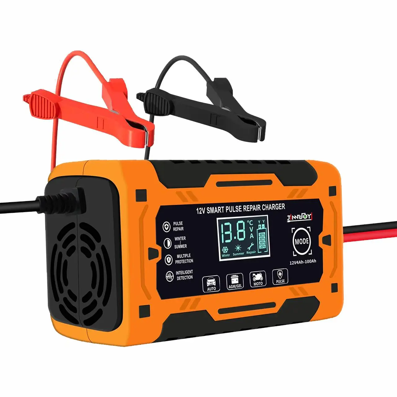 12V 6A LCD Pulse Repair Battery Charger, Intelligent Automotive Battery Charger, Overcharge/Overheat Protective Car Repair Tool