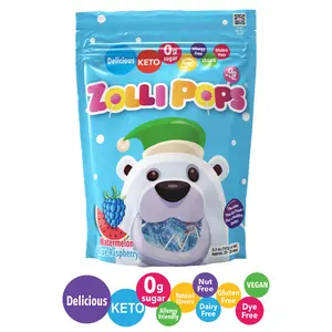 Holiday Zollipops Watermelon & Blue Raspberry 5.2oz Pouch Delicious, Zero Sugar, KETO, Gluten Free, Vegan, Allergy Friendly, No Artificial Dyes, Kosher Candy Snack Sweet