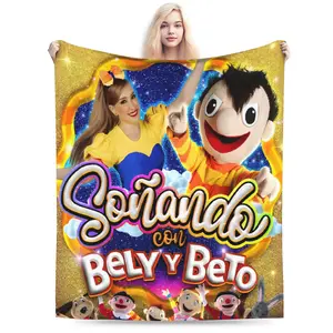A fun cartoon Bely Y Beto themed blanket, soft and suitable for all seasons, perfect for the home and a gift for fans of the show.