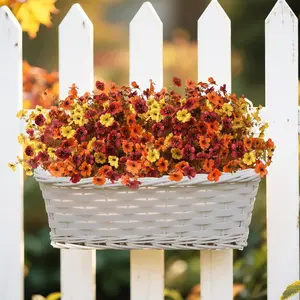 Autumn Artificial Flowers for Outdoor Decoration Fake Mums 12 Bunches Realistic Faux Planters UV Resistant for Autumn Home Porch Patio Garden Yard