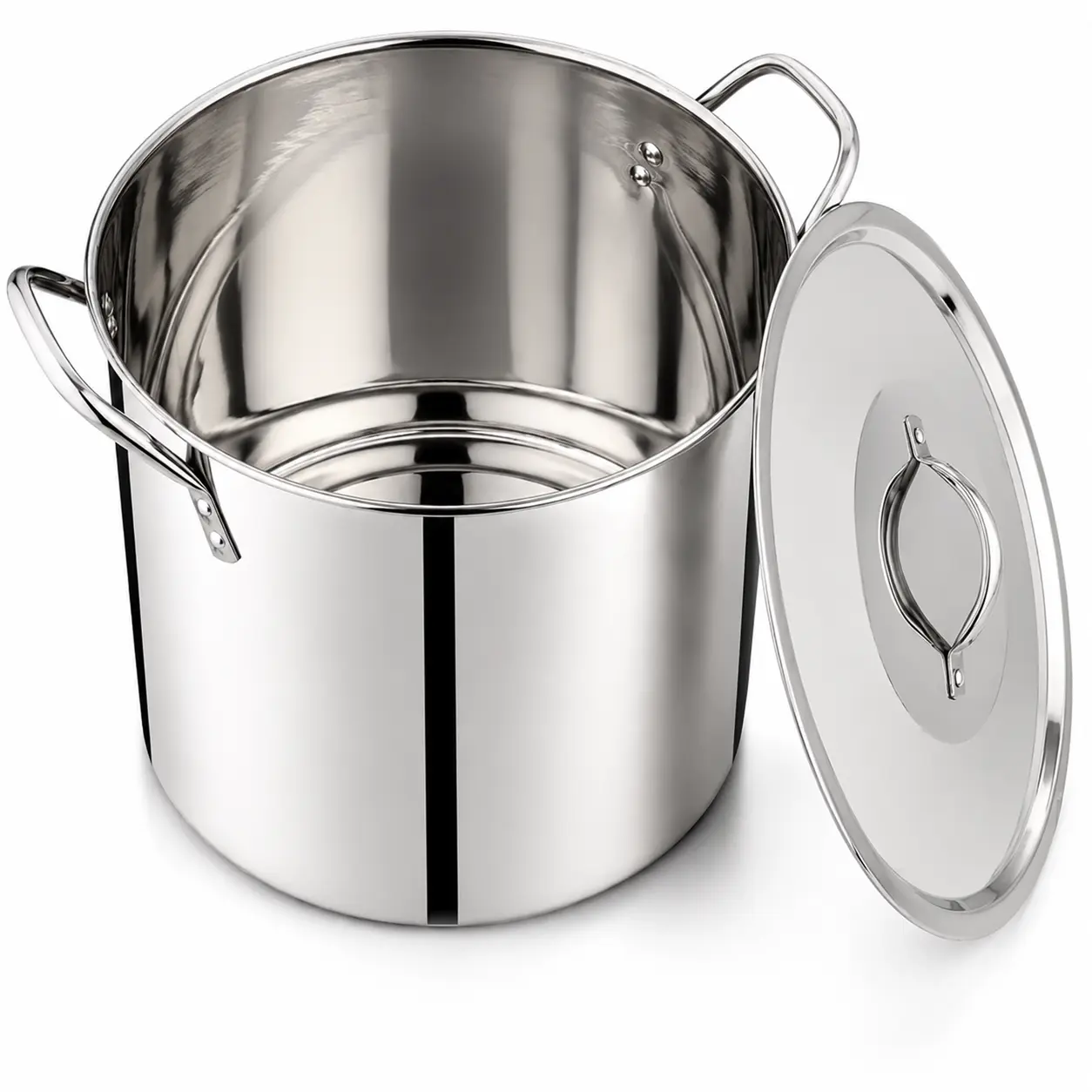 8 Qt Stainless Steel Stock Pot with Metal Lid, Heavy Duty Cooking Pot with Stay-Cool Handles, Large Capacity Kitchen Cookware