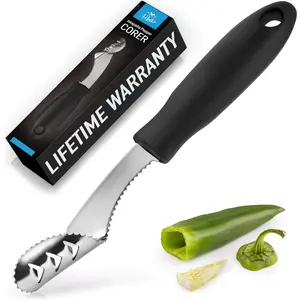 Jalapeno Corer & Seed Remover - 430 Stainless Steel Pepper Coring Tool with Serrated Blade for Effortless Deseeding - Chili, Bell Pepper and Jalapeno Core Remover for Cooking & Grilling