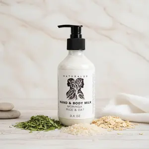 Hand & Body Milk with Moringa, Rice and Oats Lightweight Moisturizing Skincare Blend Lotion Moisturizer