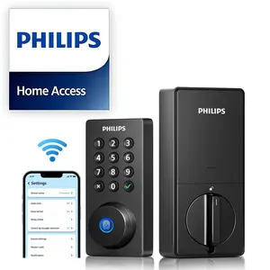 Fathersdaygift Philips Smart Fingerprint Door Lock, 5-in-1 Keyless Entry Deadbolt, App-Assisted Control, Built-in Wifi, 6-Month Battery Life L3, Auto-Lock, IPX5 Weatherproof