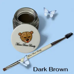 Mama Bears Beauty- Dark Brown Precision Brush & Jar Set for Natural Makeup Application