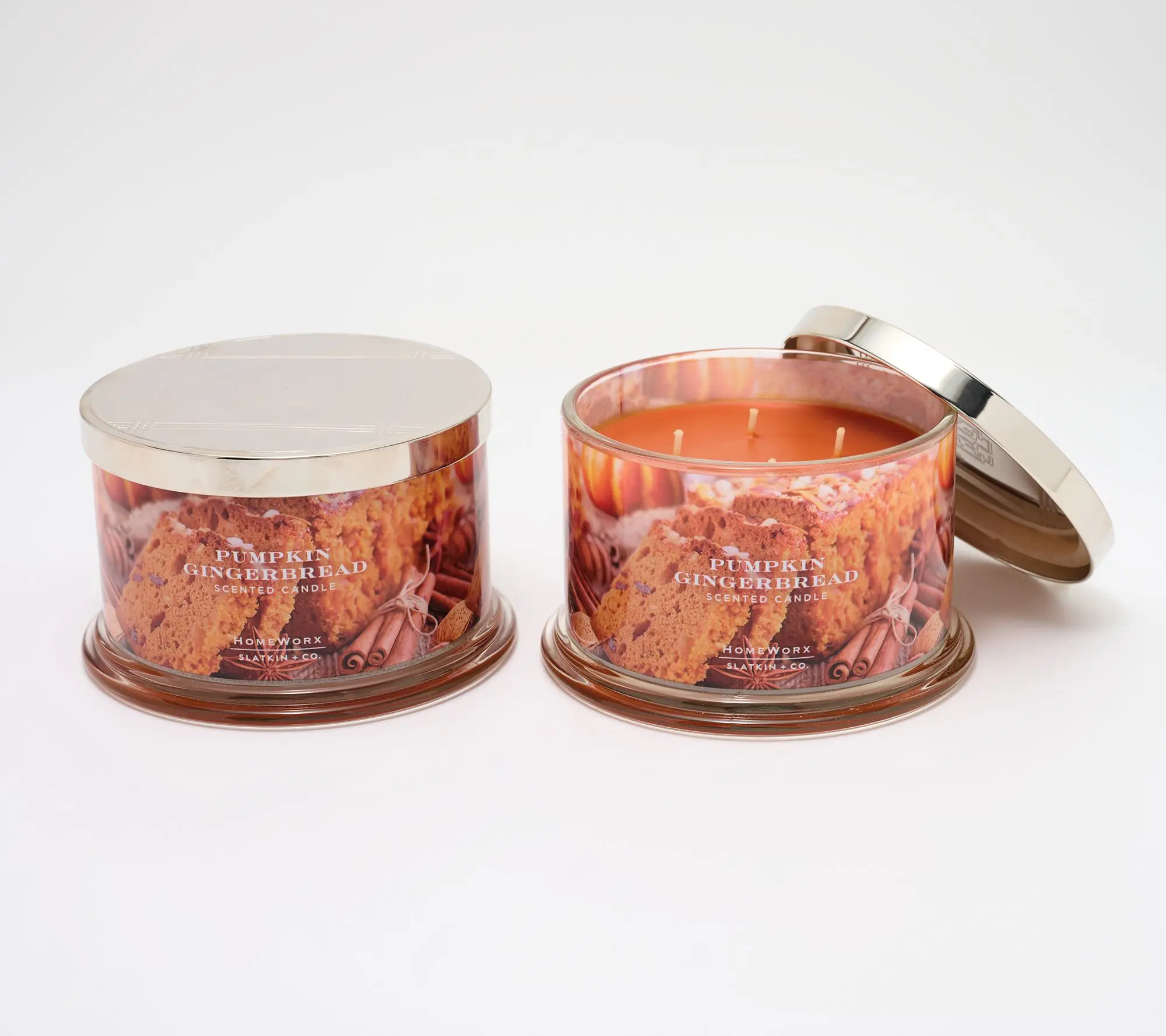 HomeWorx by Slatkin + Co. S/2 Pumpkin Gingerbread Candles