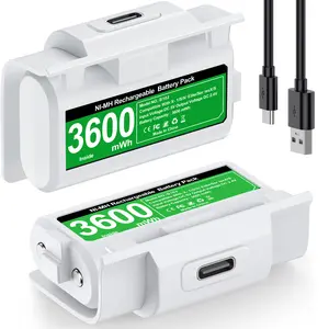 Rechargeable Battery Pack with 2 x 3600mWh, 4 Back Covers, USB C Charging Cable  for Xbox One/Xbox Series X/S Accessories Console