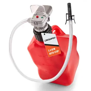 Deway Automatic Fuel Transfer Pump with Auto-Stop, AA Battery Powered, Advanced Adapters For All Size Gas & VP Racing Cans, Extra Long 51" Hose, Portable Liquid Pump for Gasoline, Diesel Fuel