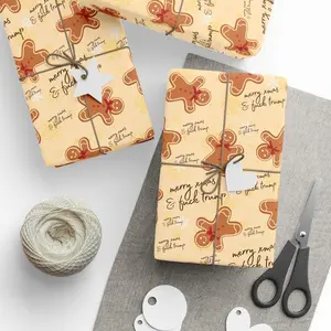 Trunp Gingerbread Wrapping Paper – Festive Cookie Pattern with Scripted Fck 7rump – Funny FDT Christmas Gift Wrap