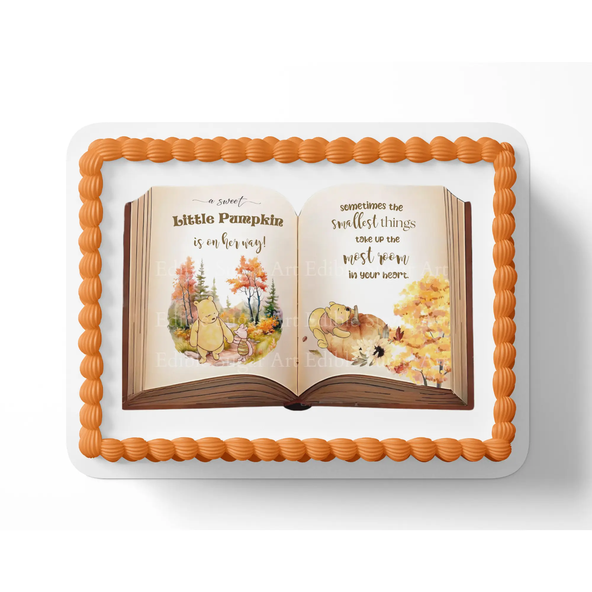 POOH BEAR CAKE TOPPER | Pumpkin Pooh Bear | Fall | Edible Image