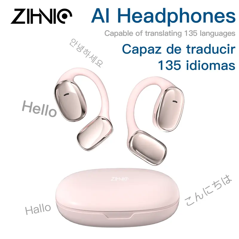 ZIHNIC S11 AI Translation Wireless Earbuds 2026 New Model - Rechargeable Battery Bluetooth 5.4 HiFi Headphones with Real-Time 156-Language Voice Activation, 200+ Countries App Support, IPX5 Waterproof, for Motorcycle, Game Console, Car Audio Systems