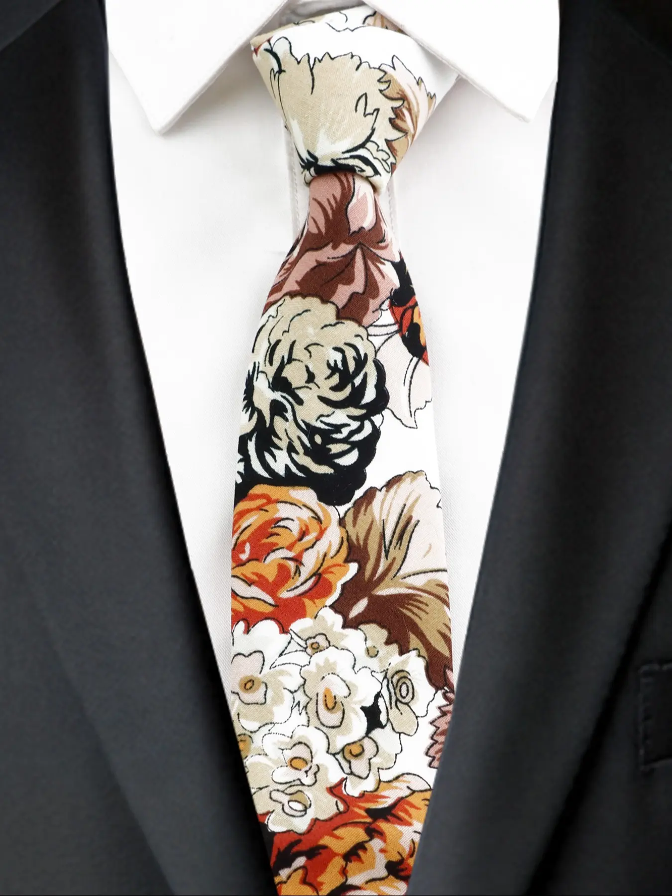 Men's Floral Plant Pattern Tie, Casual Style Accessory, Perfect for Parties, Daily Wear, Dates, and School, 6.5cm Width, Floral Print Tie, Fashion Casual Tie