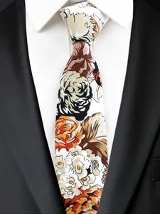 Men's Floral Plant Pattern Tie, Casual Style Accessory, Perfect for Parties, Daily Wear, Dates, and School, 6.5cm Width, Floral Print Tie