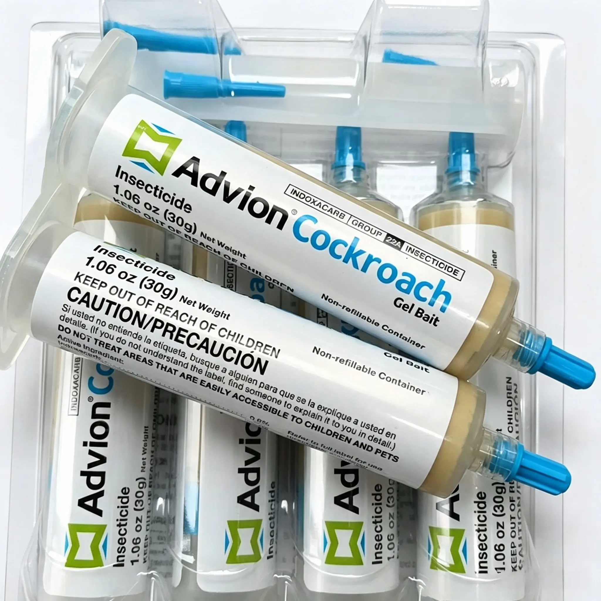 Advion Cockroach Gel Bait - Industrial Pest Control, 4 x 30g Tubes, 1 Plunger, 2 Tips, Roach Killer for American, German & Major Species, Indoor & Outdoor Use