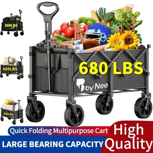 All Terrain Wheel Foldable Camping Garden Cart, High Load-bearing Capacity, Large Capacity, Suitable For Camping Picnics, Garden Labor, Stall Shopping, Reinforced Frame, Portable, A Must-have For Multi Scene Home Outdoor Activities
