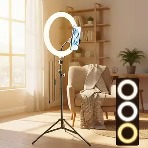12 Inch Adjustable LED Ring Light with Extendable 1.8M Tripod Video Light with 3 Color Changing Modes & Dimmable Brightness for Professional Content Creation, Vlogging, and TikTok Videos#makeup #new year #circle light#valentines day