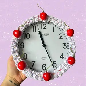 Fake Cake Clock with Cherries Decor