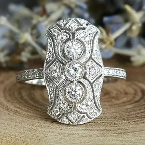 Vintage Silver Plated Retro Palace Hollow Design Jewelry Ring, A Niche and Exaggerated Palace Celebration Ring with A Unique Temperament Jewelry Gift