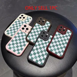 High bamboo blue and white checkered pattern, suitable for couples to use phone cases, suitable for Apple 11/12/13/11/14/16/17/15/PRO/PROMAX/PLUS/Air and other phone models, a good choice for boyfriends and holiday gifts Cover