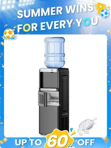 Electactic 3-in-1 Hot and Cold Water Cooler Dispenser with Built-in Ice Maker, for 3 to 5 Gallon Bottle Water Dispenser，with Child Safety LocK