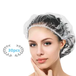 30pcs Disposable Shower Caps - Thick Elastic Plastic Waterproof Cover, Elastic Fit for Adults, Multi-Use for Home & Hair Salon (Home & Bathroom Supplies)