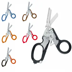 6-in-1 Stainless Steel Emergency Scissors, 1 Count Foldable Trauma Shears with Bandage Cutter & Glass Breaker, Multifunctional Scissors for Outdoor Camping & Rescue