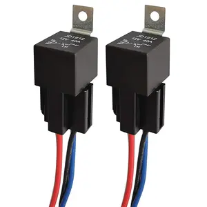 Car Relay Harness 12V 40A 4 Pin SPST 12AWG Harness Sockets with Color-Labeled Wires For Automotive For Truck For Van For Motorcycle For Boat (Pack of 2)