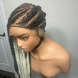 Lemonade braided full lace braided wig black and white 32 inches