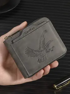 One piece,New Men's Wallet Fashion Short Vintage Press Money Clip Multi-Card Slots ID Holder European Retro Style Zipper Bag Card Case Coin Pouch