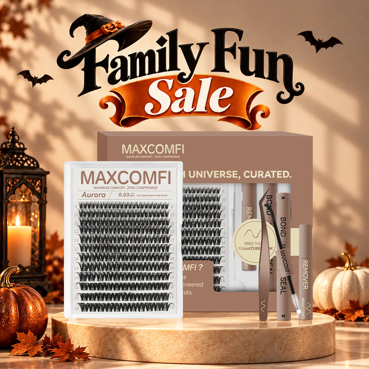 MaxComfi Aurora Natural Cluster Lashes - 0.03 mm Thin Band, Super Soft, Waterproof, Long-Lasting, Voluminous Look, Cosmetic DIY Eyelash Extension Kit with Adhesives, Beginner-Friendly Daily Elegance Beauty Product,familyfun
