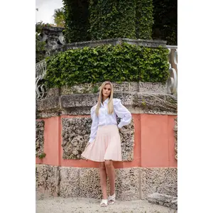 Pleated Houndstooth Skirt