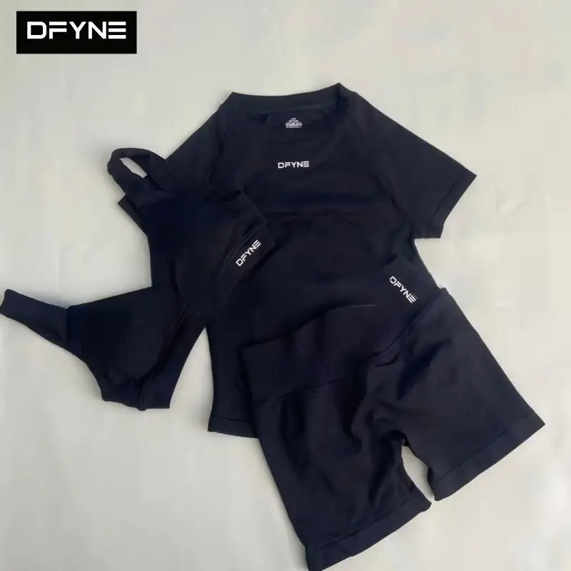 DFYNE Seamless One Shoulder Workout Set – Asymmetric Padded Sports Bra & High Waisted Tummy Control Biker Shorts | Sculpting Gym Outfit for Women