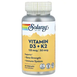 Solaray Vitamin D3 + K2, 60 VegCaps