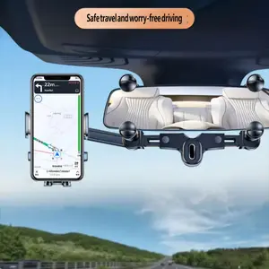 Car Phone Holder Clip-On Rearview Mirror Mount, Car Cellphone Mount, 360° Rotating No-Head-Tilt Design, Universal Fit for Various Car Models