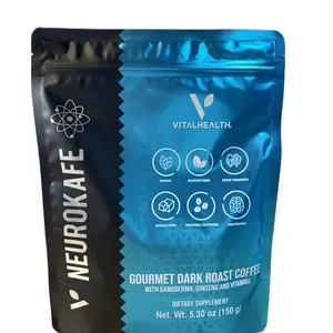 VITALHEALTH Gourmet Dark Roast Coffee - Natural Beverage with Ganoderma, Ginseng & Vitamins, 5.30 oz (150 g), Supports Immune System, No Cholesterol