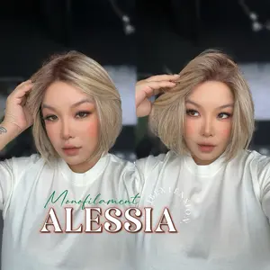 JBEXTENSION ALESSIA MONO Monofilament Handmade Wig 6X5 Full Monofilament Hand Tied Top Wig 10 Inches Bob Cut Mix Blonde Mono Lace Wig Glueless Wig ALESSIA MONO【BENDY EAR TABS】