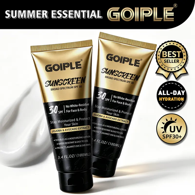 Buy one and get one free Goiple Sunscreen SPF 30+ PA+++ for Face & Body – UV protection lightweight , Black Girl Moisturizing Lotion with Jojoba & Avocado,Water Resistant – Travel Size 3.4 fl oz