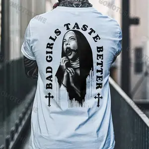 BAD GIRLS TASTE BETTER Ball Gag Nun Print Men's T-Shirt