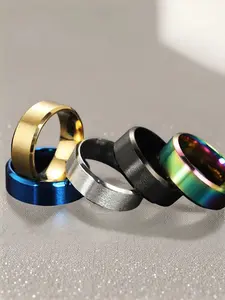 Men's 8mm Stylish Matte Wide Titanium Steel Ring, Symbol of Good Luck, Perfect Gift for Him, Fashionable Simple Design, Titanium Wedding Band