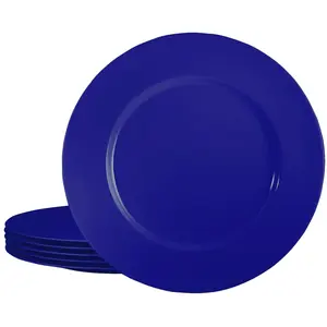 212 MAIN 6-Pieces Lightweight Melamine Material Dinner Plate Set, Indigo Circle Kitchenware Dinnerware