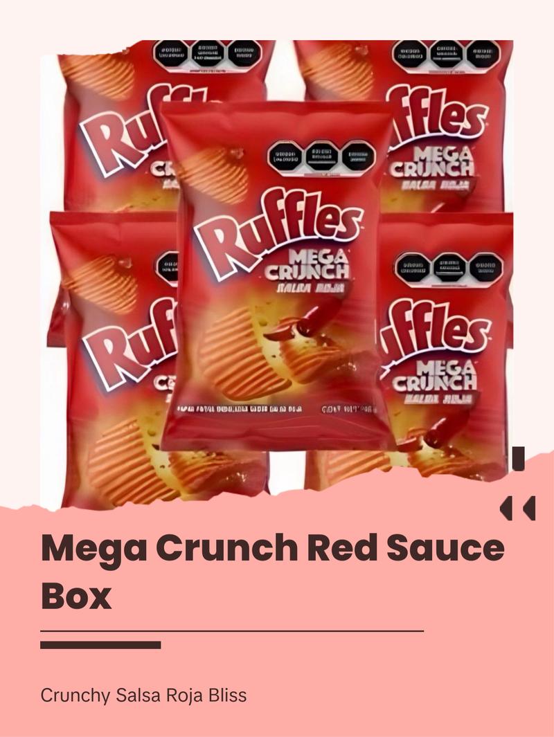 RUFFLES MEGA CRUNCH SALSA ROJA 50g Box w/5 bags Mexican Snacks